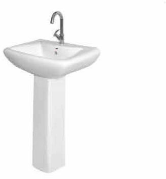 Polished Ceramic Plain Adam-702 Pedestal Wash Basin For Home, Hotel, Restaurant