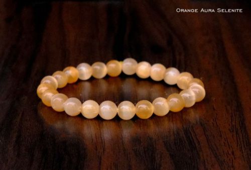 Plain Polished Orange Selenite Crystal Bracelet, Packaging Type : Box