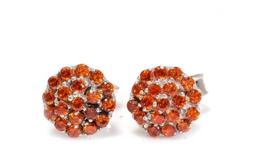 H.J Store Polished Sterling Silver Orange Topaz Gemstone Earrings, Packaging Type : Box