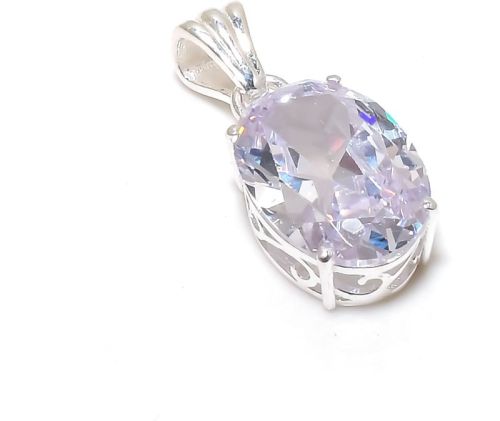 Oval Shape Sterling Silver Zircon Gemstone Pendant