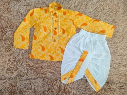 Cotton Kids Fancy Dhoti Kurta, Color : Yellow