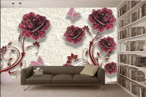 Printed Plastic Coated 3D Wallpaper For Decoration