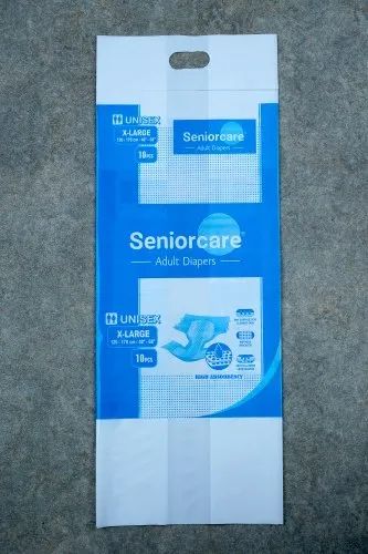 Blue & White Printed Adult Diaper Packaging Pouch