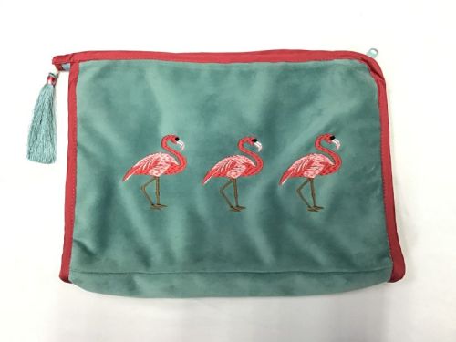 Adorn Haus Velvet Toilet Kit Bag, Shape : Rectangle