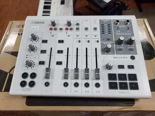 Yamaha Ag08 White 8-channel Live Streaming Loopback Audio Mixer