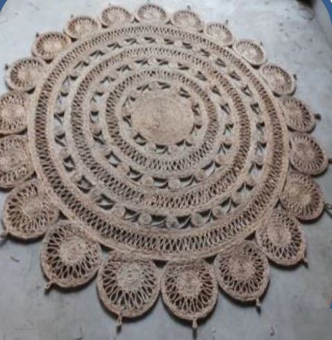 Handmade Round Jute Rug For Living Room, Bedroom