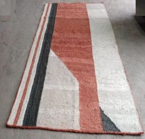 Machine Made Rectangular Jute Rug For Living Room, Bedroom