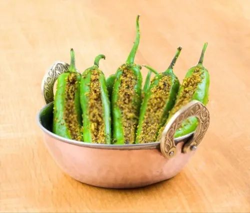 Stuffed Green Chilli Pickle For Human Consumption