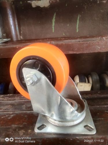 4 Inch Orange PU Caster Wheel For Tables, Stretcher, Stool, Chairs