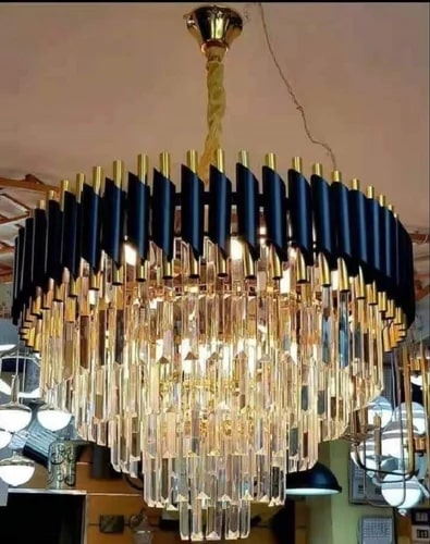 Polished Glass Round Hanging Chandelier For Decoration