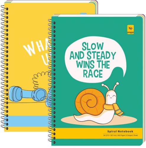 Plain Printed Pragya 6 Subject Spiral Notebook, Color : Multicolor