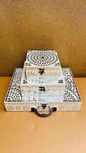 MDF WHITE Designer Wooden Jewellery Boxes 8*8, INCH, 12*12 INCH