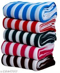 Checked Ends Finished 100% Polyester Fleece Check Blanket (300Gm) For Single Bed Double Bed