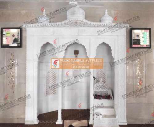 Carved Polished Marble Mehrab for Mosque