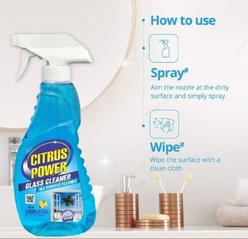 650 Ml Citrus Power Glass Cleaner, Packaging Type : Bottle