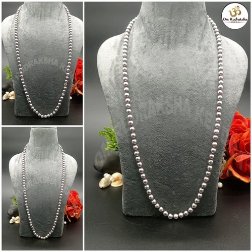 Plain Polished Parad Mala, Bead Shape : Round