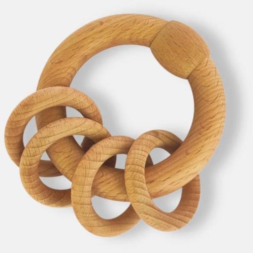 Natural Finish Wooden Rattles For Home Play