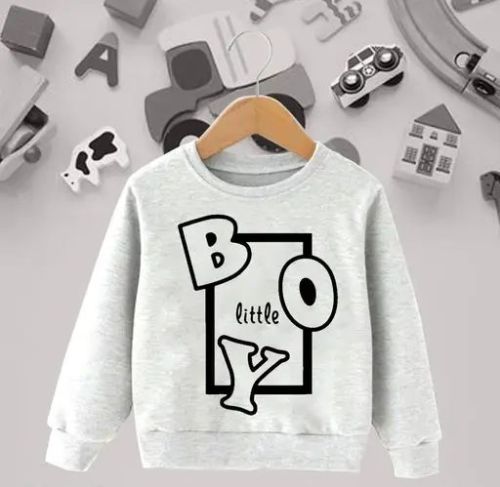 Round Neck Toddler Boys Printed Sweatshirt, Technics : Machine Made