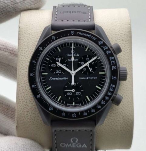 Omega Speedmaster Swatch Moonswatch Mission To Mercury Chronograph Black Dial Watch