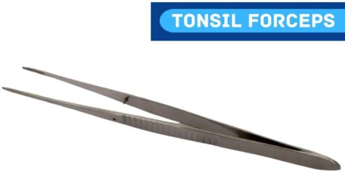 ATE Polished Metal Surgical Tweezers Tonsil, Length : 6