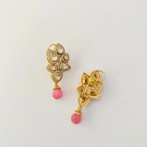 Polished Gold Plated Diamond Earrings, Gender : Female