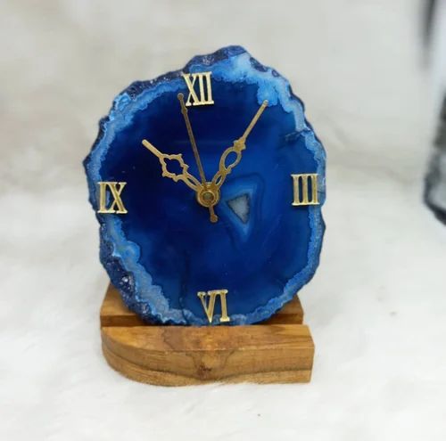 Marble Agate Analog Clock For Home, Office