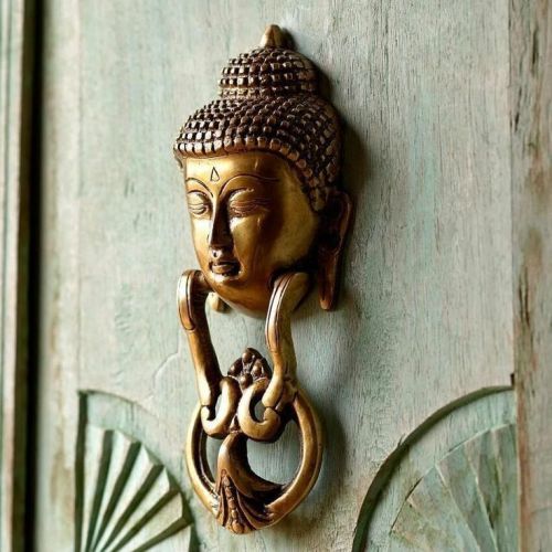 Polished Brass Buddha Door Knocker, Color : Golden, Green