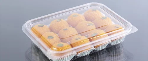 600 Ml Mini PET Hinged Container For Food Storage