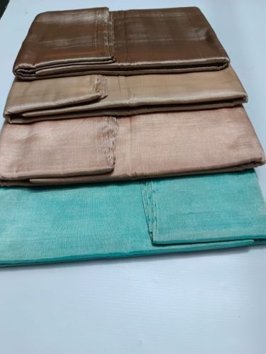 Plain Woven Tissue Fabric Silver Zari For Boutique