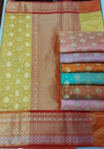 Qr Enterprise Checked Georgette Sarees, Packaging Size : 6