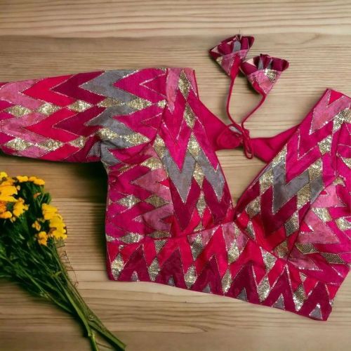 Chiffon Printed Blouse, Color : Pink