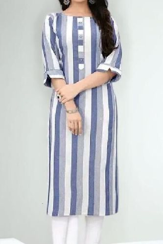 Rayon Fancy Striped Kurti, Age Group : Adults