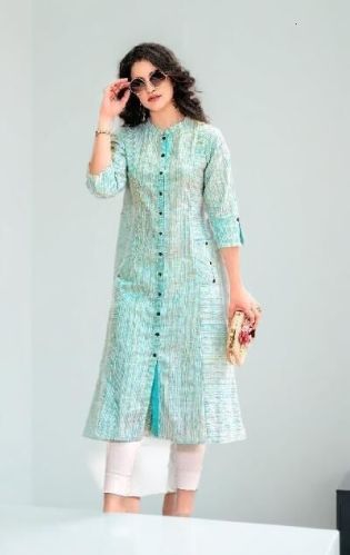 Front Button Cotton Kurti, Age Group : Adults