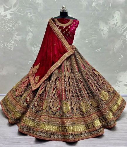 Velvet Bridal Lehenga, Age Group : Adults