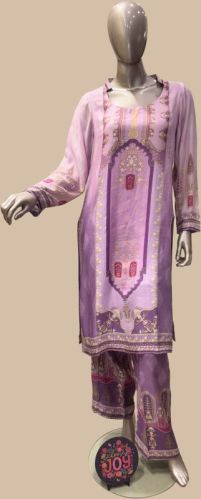 Ladies Lilac Printed Kurti Set, Technics : Machine Made