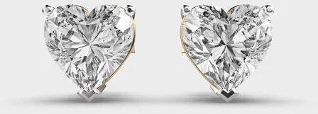 14K Yellow Gold Heart Shape Diamond Earrings