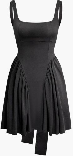 BE BOSY Solid Square Silk Blend Short Dresses Party