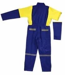 100% Cotton Industrial Worker Jumpsuit, Color : Blue Yellow