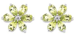 925 Sterling Silver Pear Peridot Earrings, Gender : Female