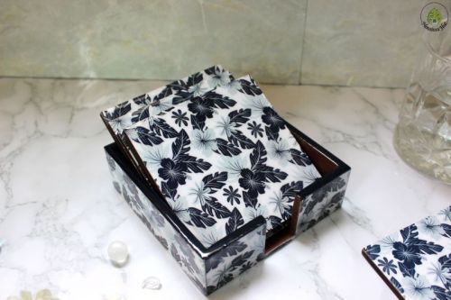 Mdfcoasters Set Of 6 With Holder For Hotel Use, Restaurant Use, Tableware