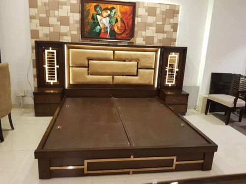 Stylish Wooden Double Bed For Home, Hotel