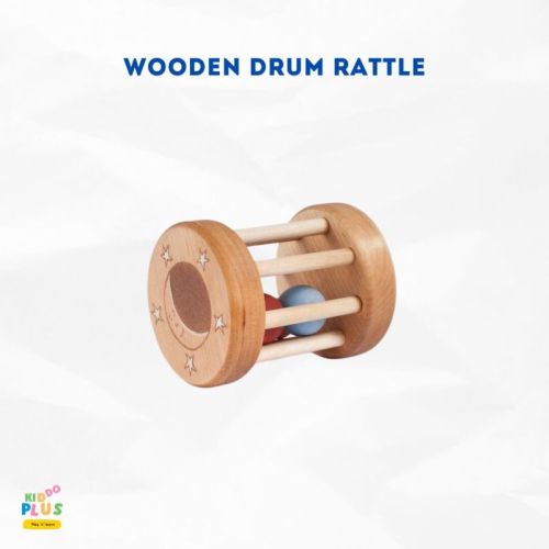 Wooden Drum Rattle For Baby Toy