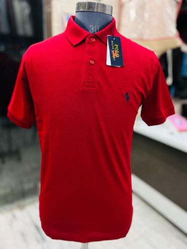 Plain Red Cotton Men T-Shirt, Gender : Male