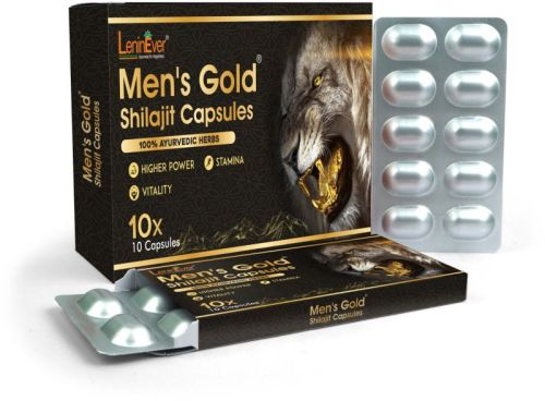 Leninever Mens Gold Shilajit 10 Capsules, Packaging Type : Box