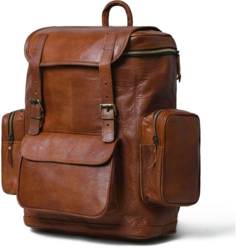 Plain Leather Backpack For School, Travel