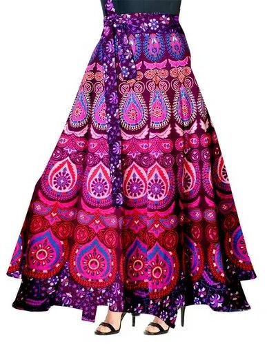 Cotton Ladies Printed Long Skirt, Color : Multicolor