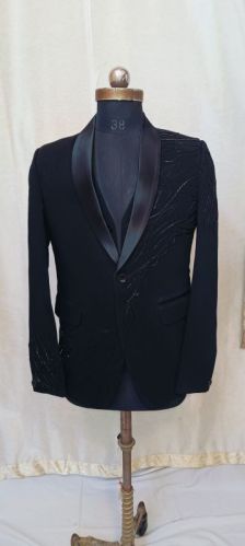 Mens Embroidered Suits, Color : Black