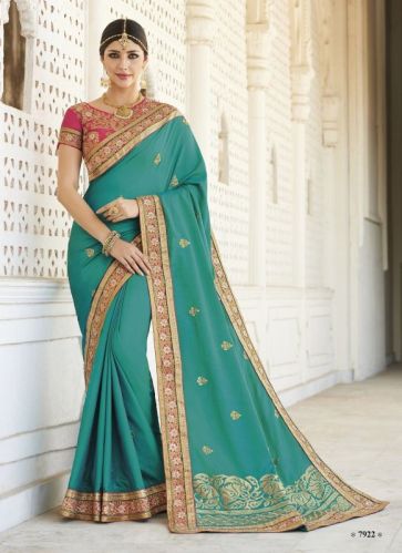 Embroidered Silk Saree, Saree Length : 5.5 Meter