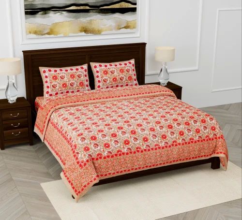 Floral Printed Cotton Double Bedsheet For Home