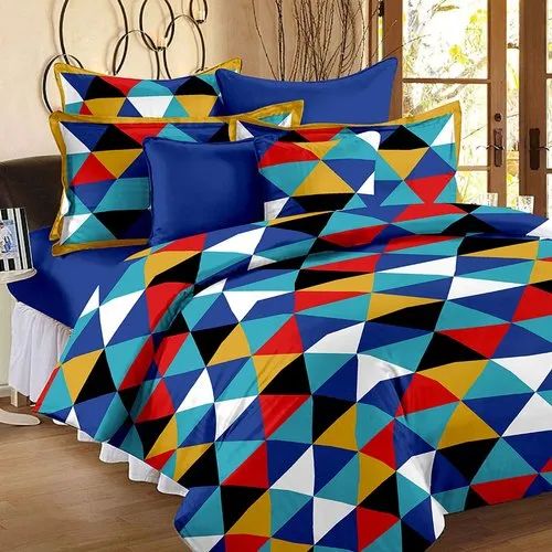 Printed Multicolor Cotton Double Bedsheet For Home